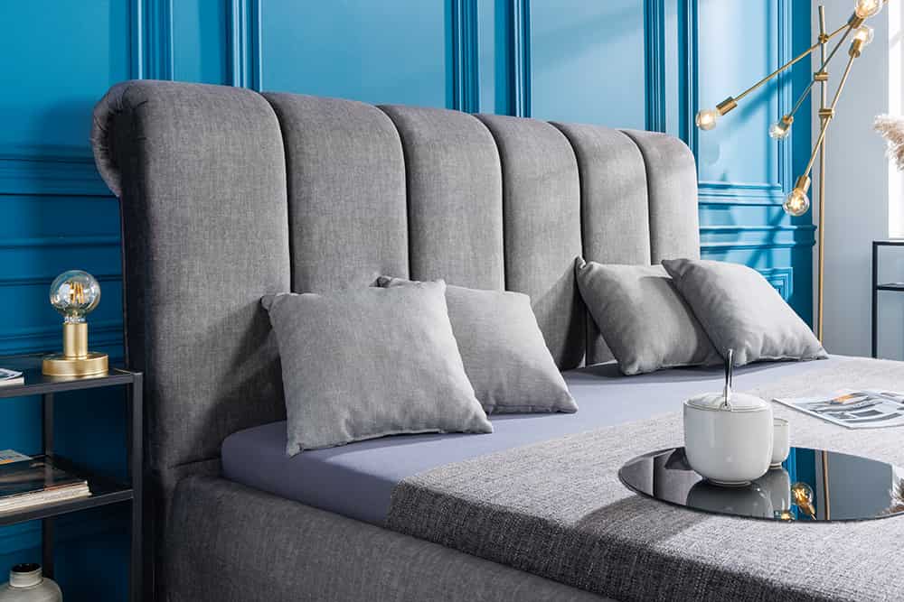 Design Doppelbett MILANO 180x200cm grau Vogue Velours Samt Kingsize Polsterbett