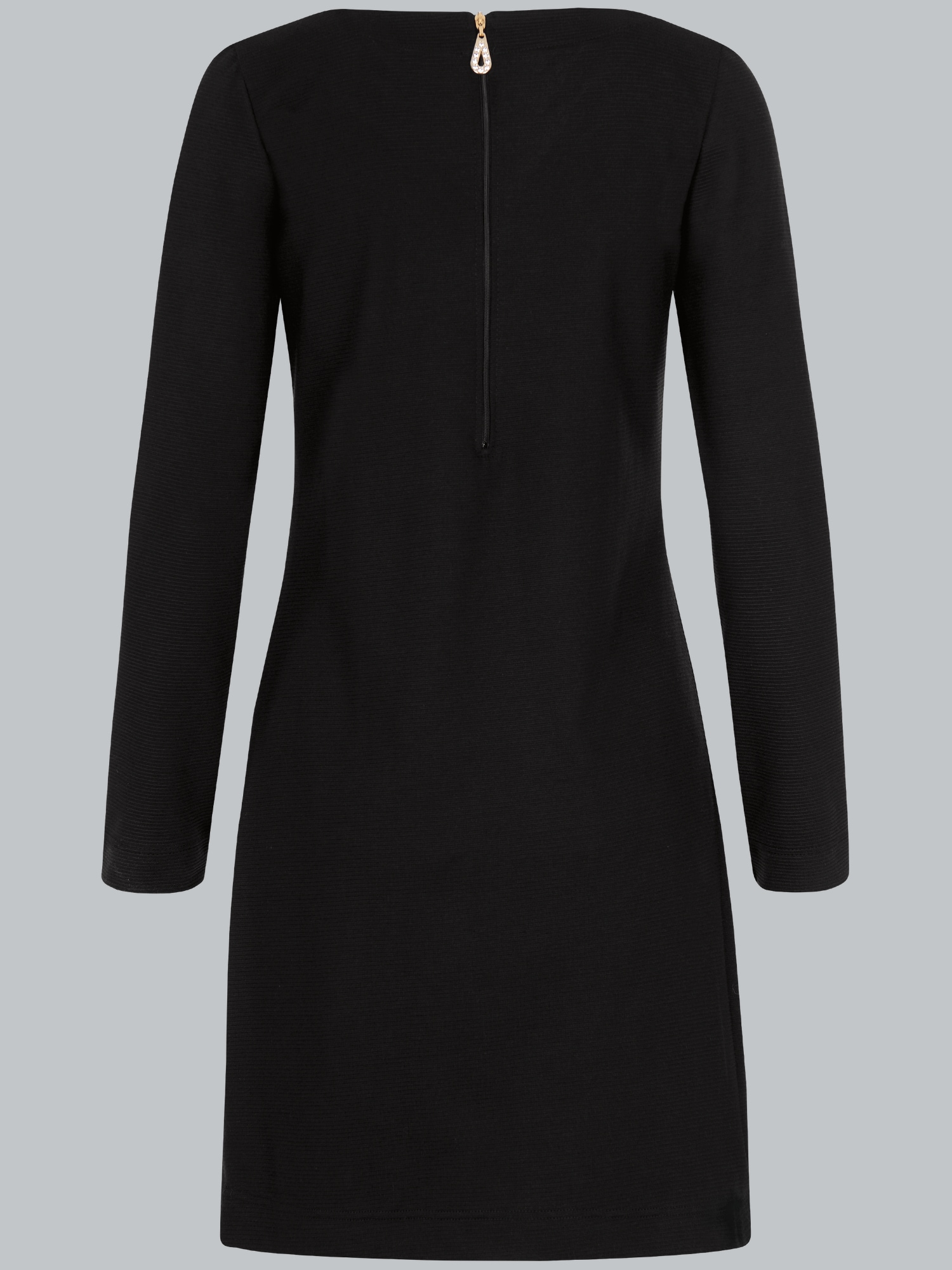 Knielanges Kleid mit langen Ärmeln Schwarz