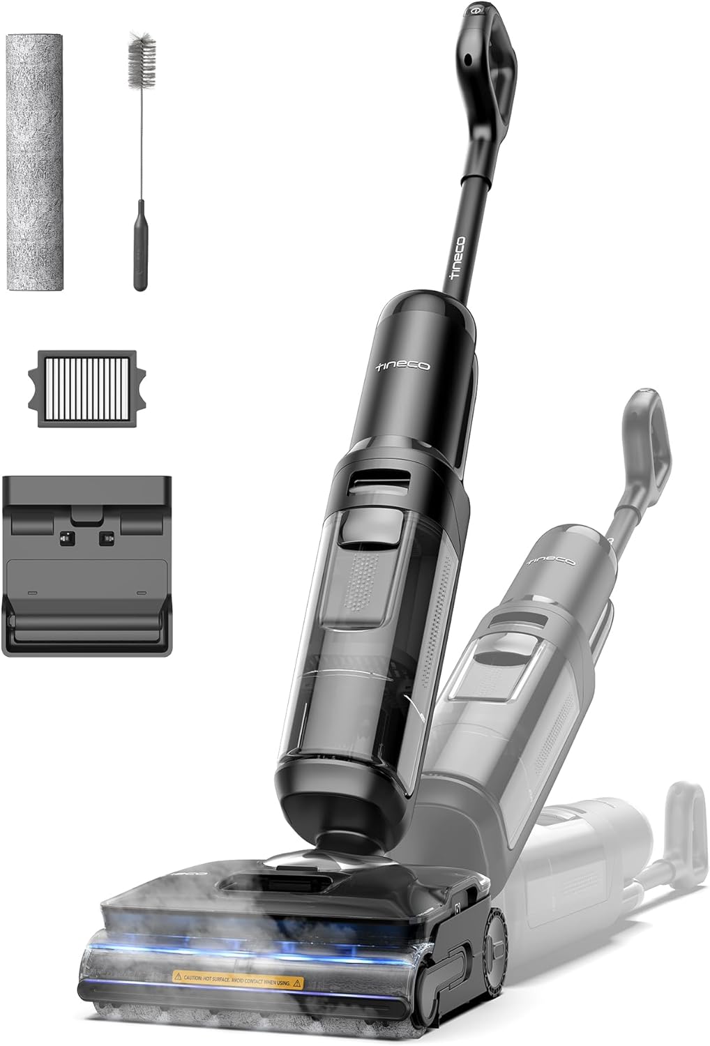 Tineco FLOOR ONE S7 Stretch Steam Nass Trockensauger 160 °C HyperSteam Dampfreiniger, 80 Min Laufzeit, DualBlock Anti-Tangle, FlashDry Selbstreinigung, Dreiseitige Kantenreinigung, hartnäckige Flecken