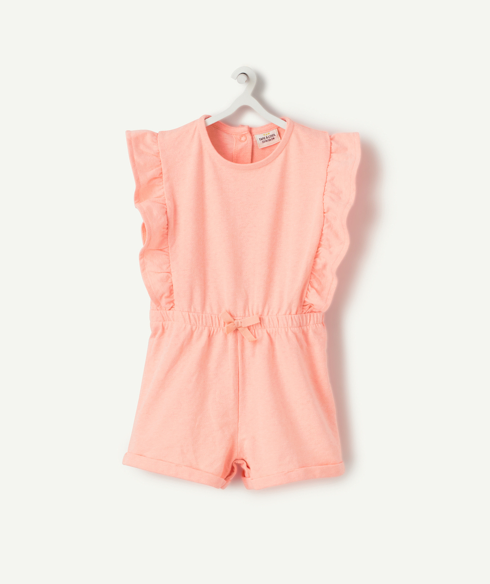 COMBISHORT BÉBÉ FILLE EN COTON ROSE AVEC VOLANTS