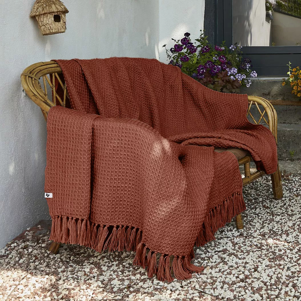 Plaid canapé matière recyclée (180 x 220 cm) Gabin Terracotta