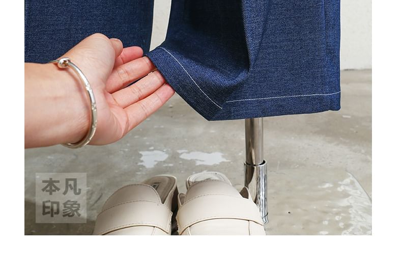 Rusutsu - Hoge taille geplooide wijde jeans