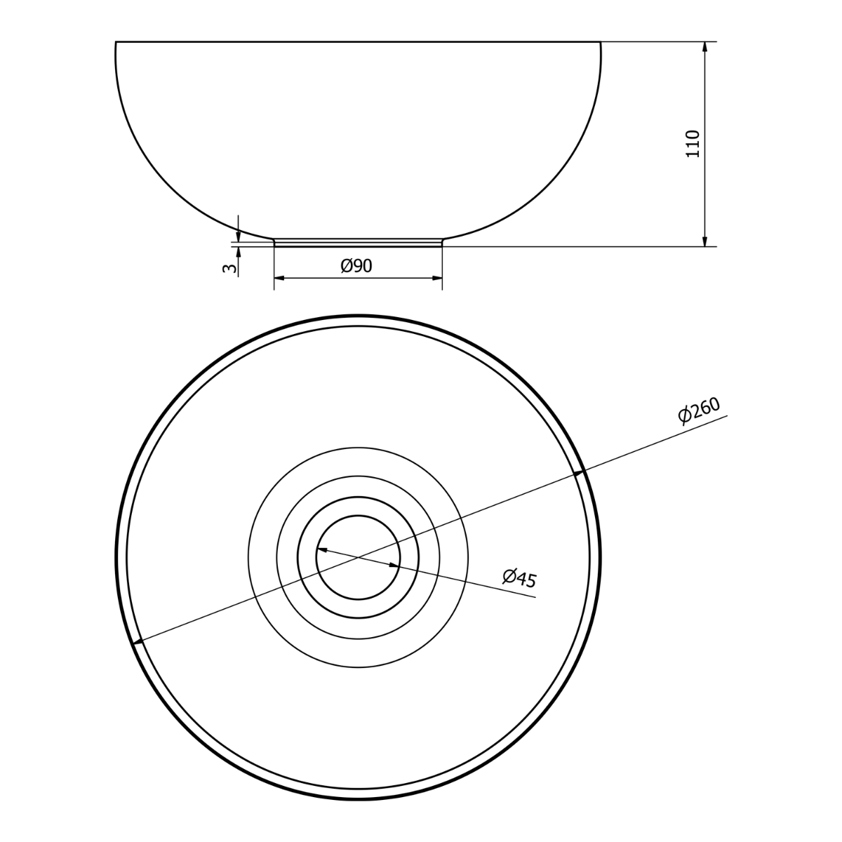 Sapho Minor toilet waskom marmer 26cm wit