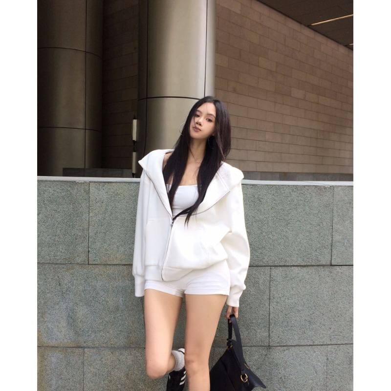 Flowerisque - Spaghettibandjes Romper / Hoodie met rits