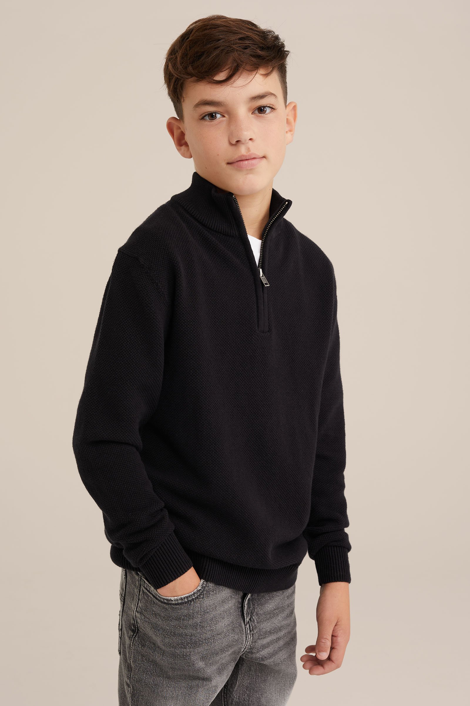 Jongens trui met structuur Blue Ridge Zwart