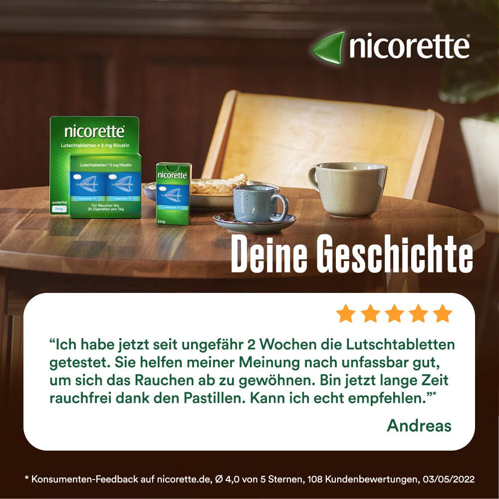 nicorette® Lutschtabletten 4mg freshmint- Jetzt 20% Rabatt sichern*