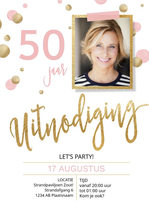 Uitnodiging Verjaardag | Foto | Roze | Vrouw