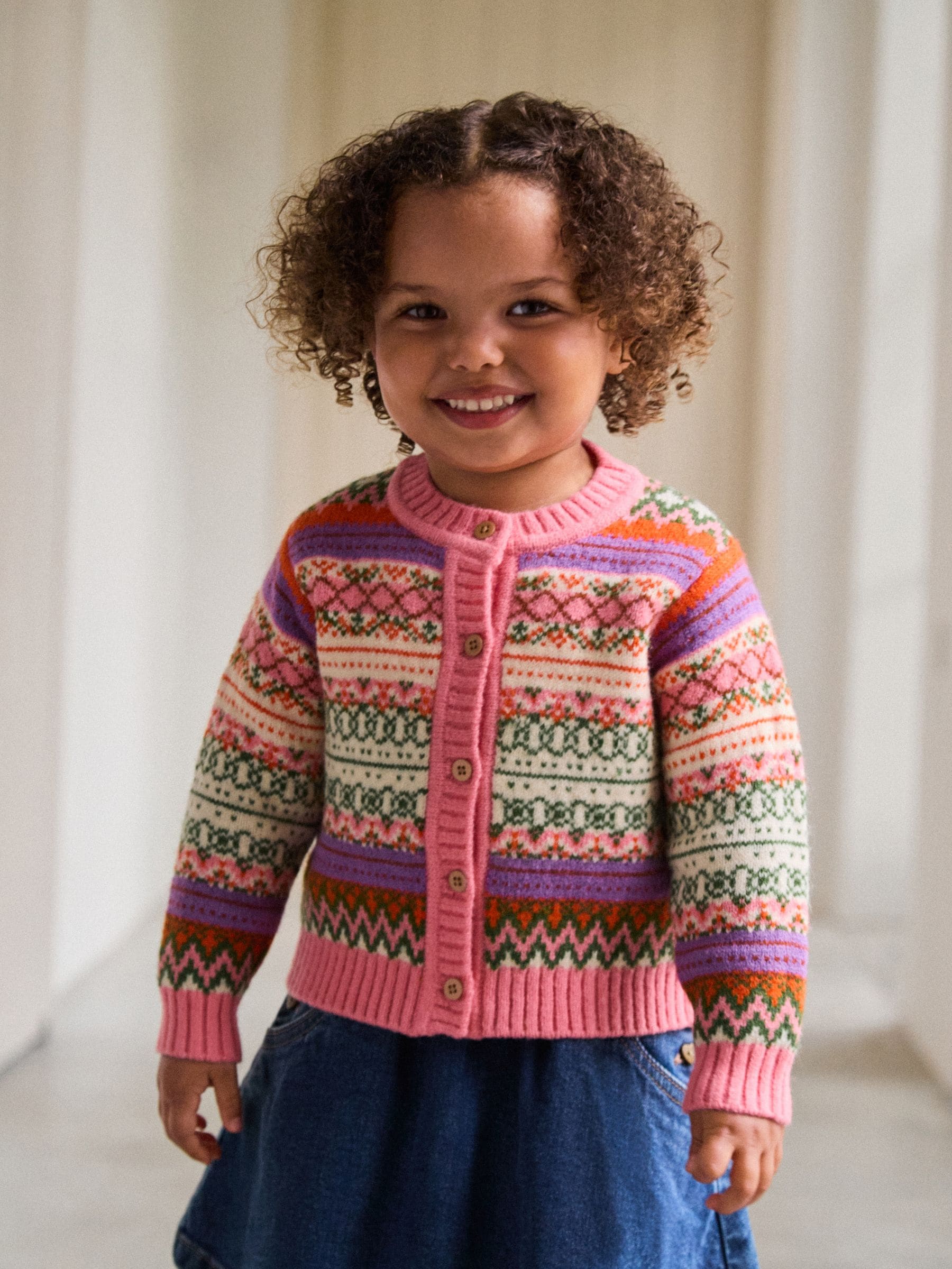 Roze - Vest met fairisle-patroon (3mnd -7jr)