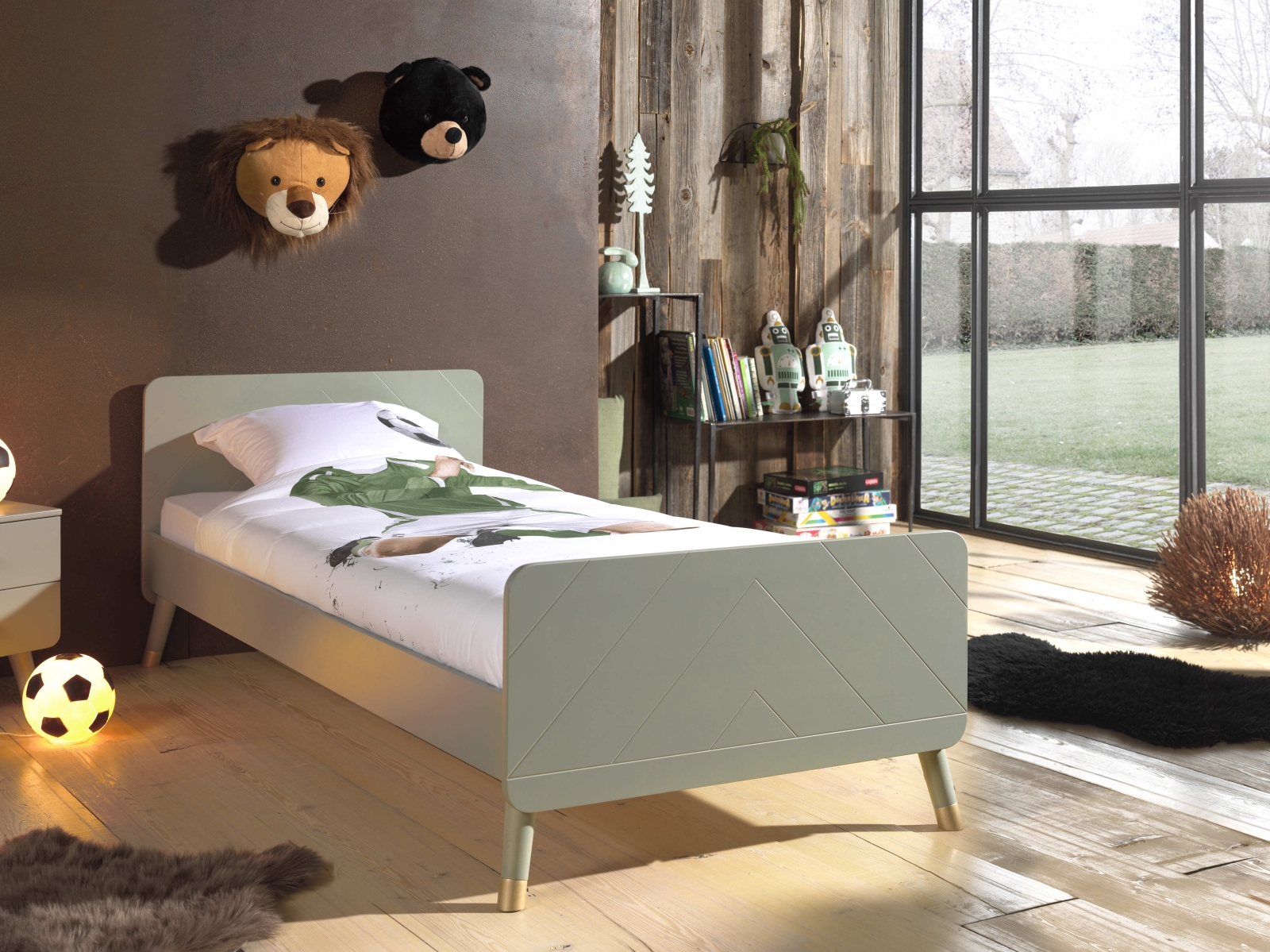 Einzelbett BILLY - olivgrün - 90x200 cm