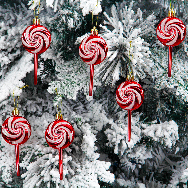 (4er Set) 15cm Christbaum Schmuck 3D Glitzer Weihnachtsbaum Home Deko Accessoire - Lollipop