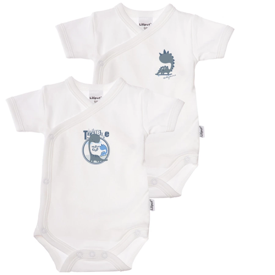 Liliput Kurzarm-Wickelbody 2er-Pack Dino weiß
