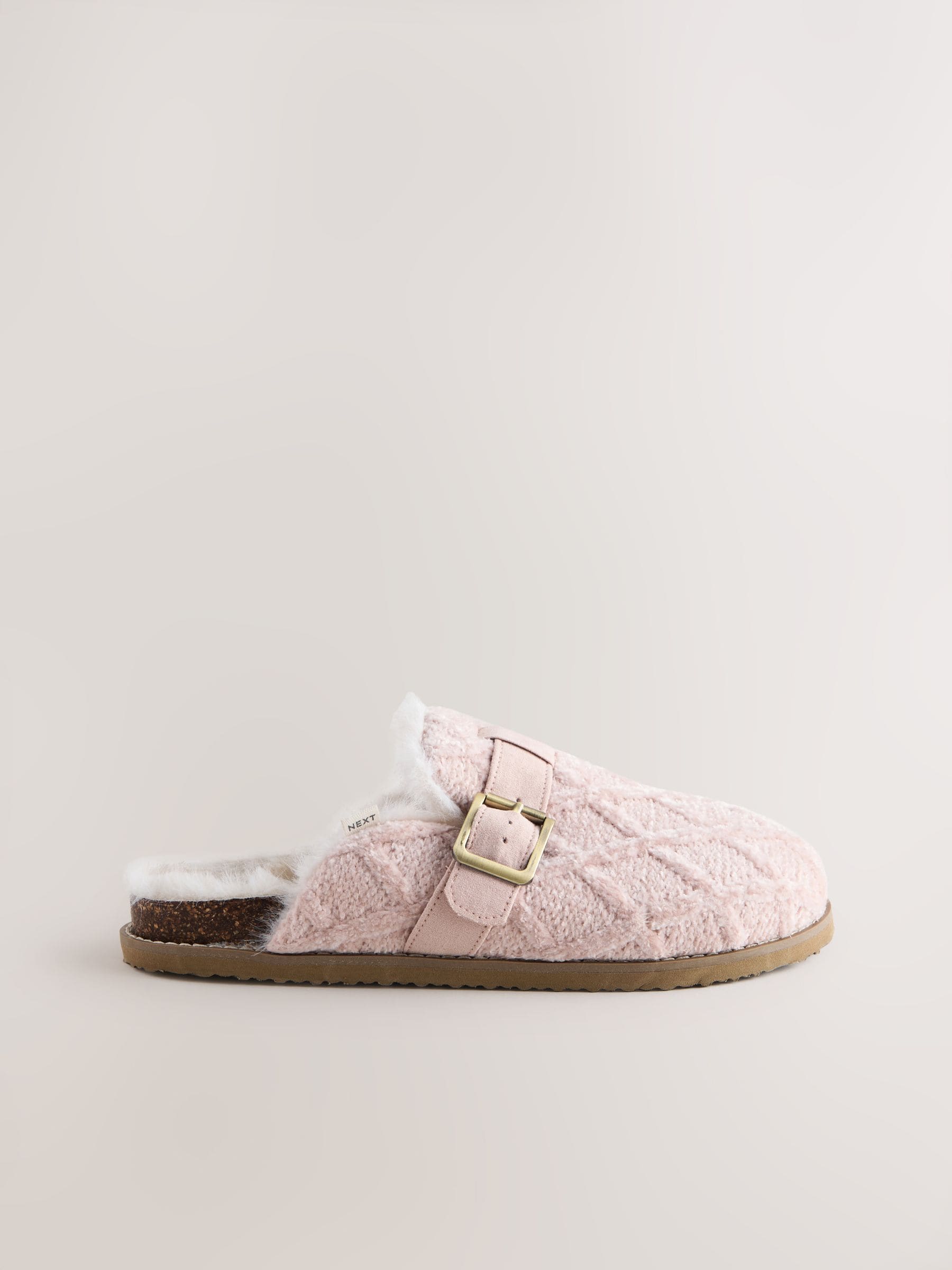 Roze - Faux Fur Footbed Buckle Slippers