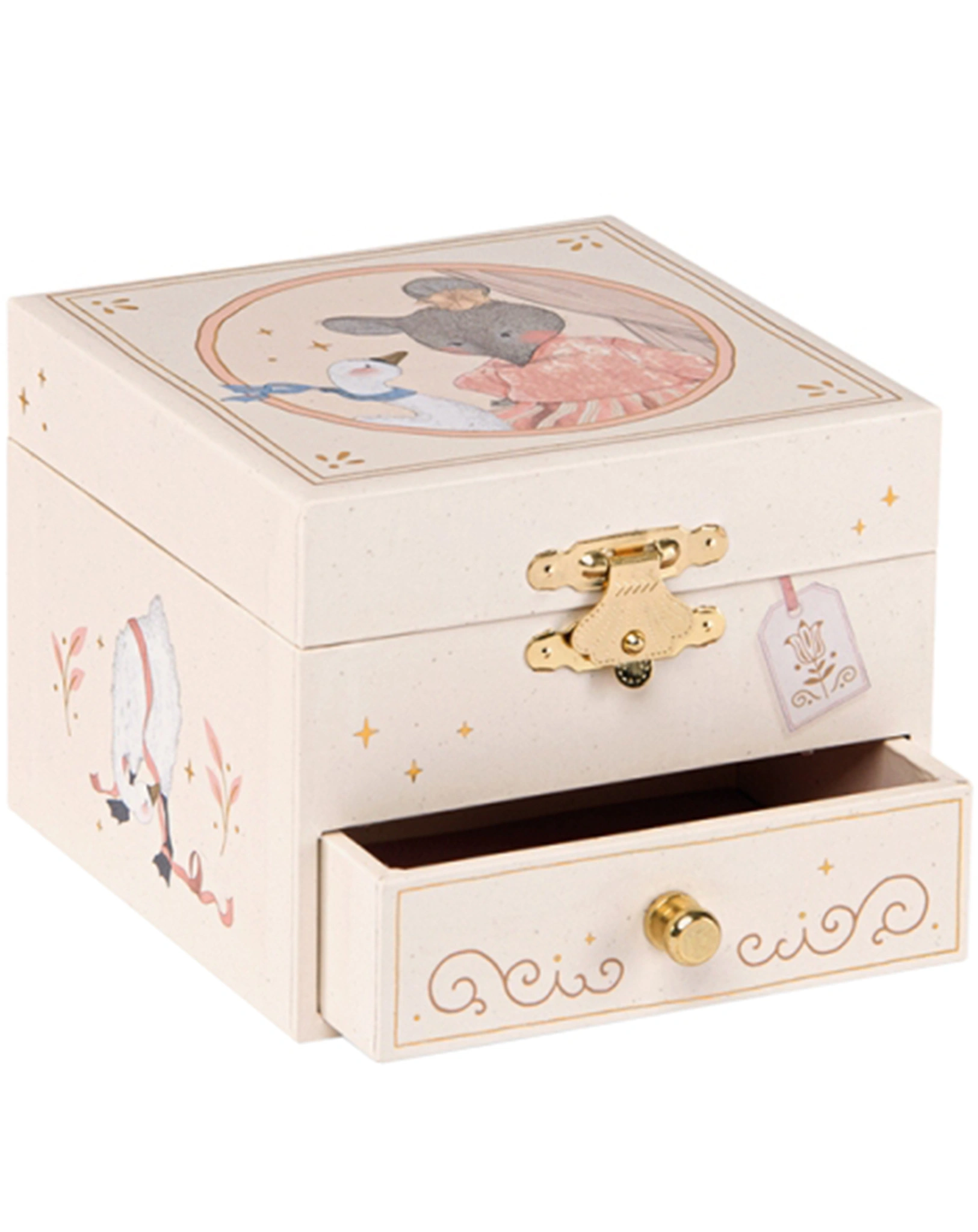Musik-Schmuckkästchen MAUS in beige/rosa