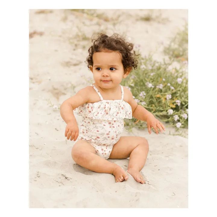 Rylee + Cru Maillot 1 Pièce Fleuri à Volants | Ecru
