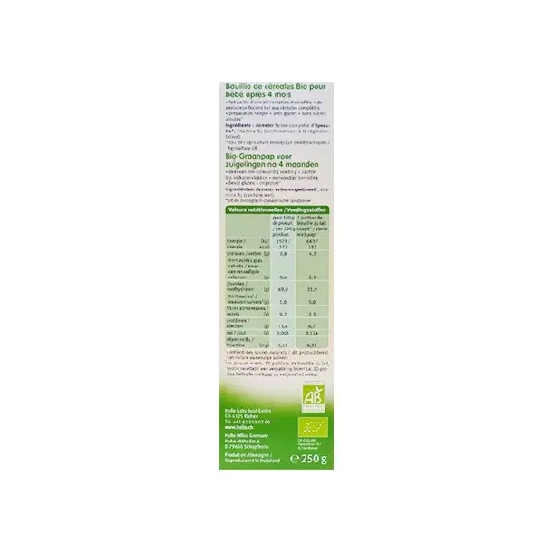 Mingau de Espelta Orgânico Holle +4m 250g