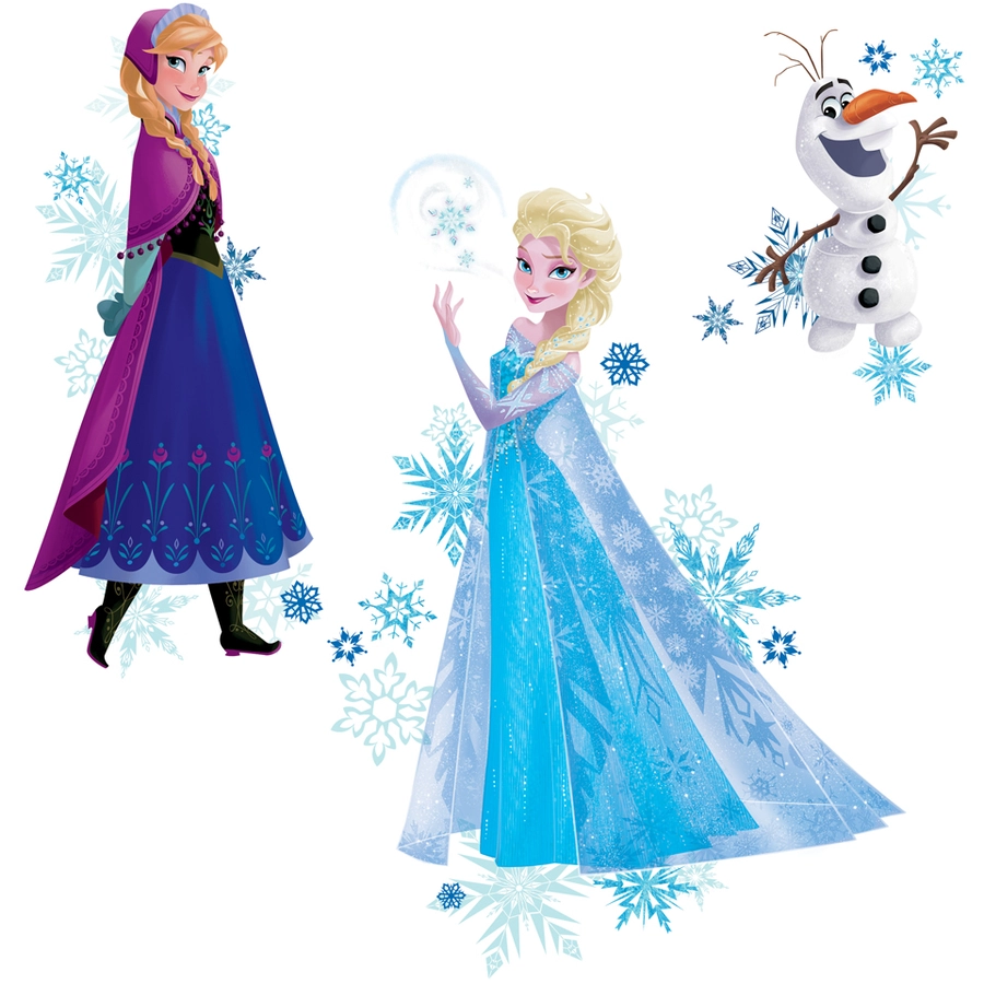 Room Mates  Frozen Anna, Elsa & Olaf mit Schneeflocken Mehrfarbig