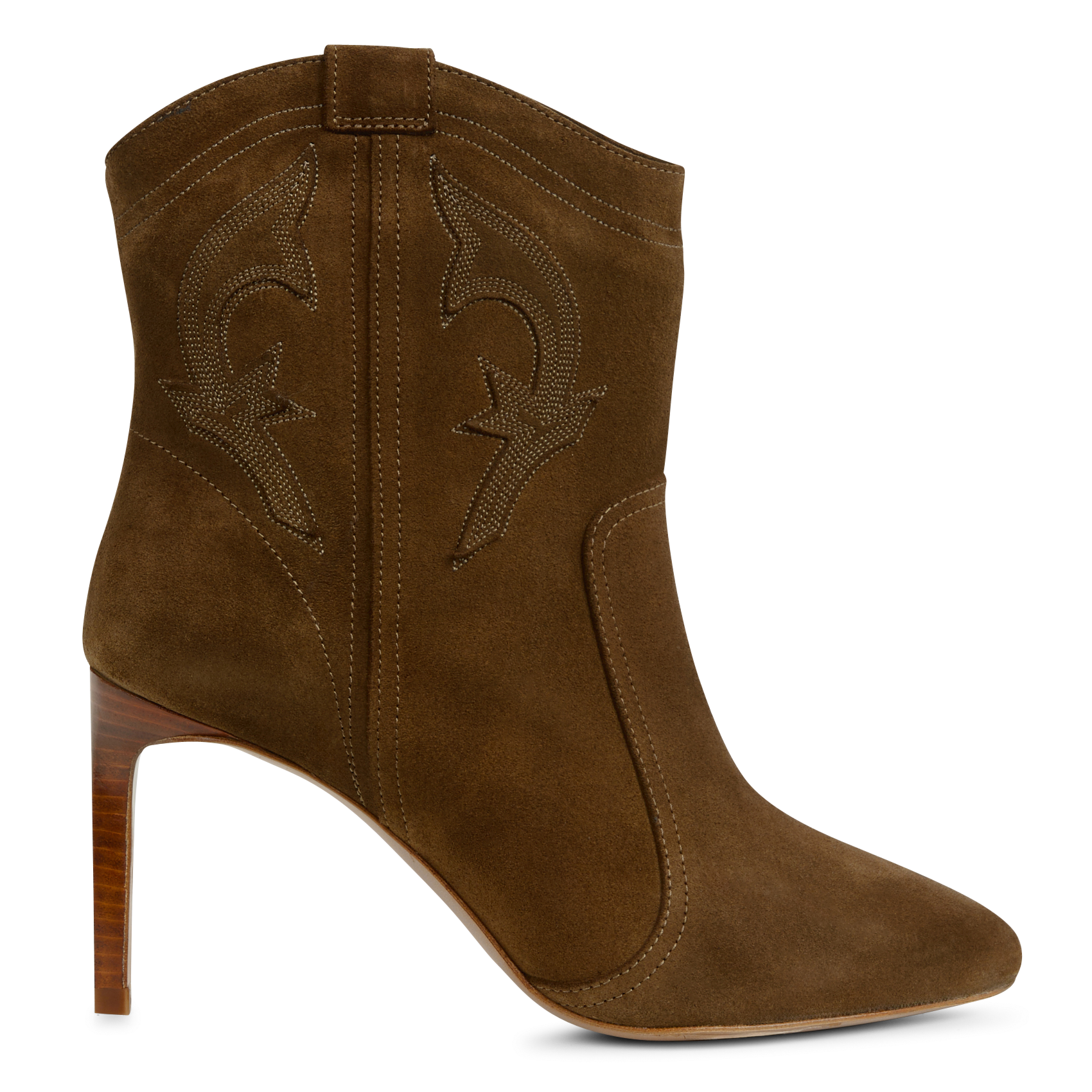 CAITLIN - Bottines à talons en cuir velours | Marron