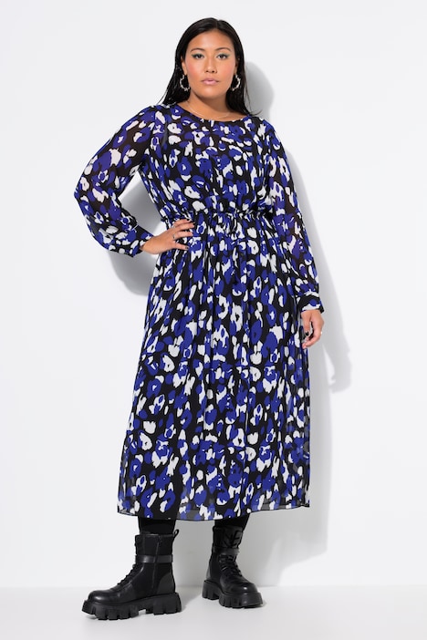 Maxikleid, A-Line, Color-Leo, Langarm