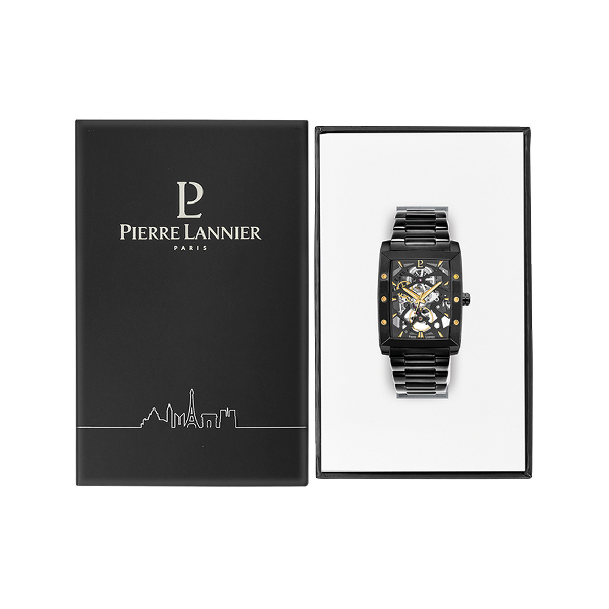 Montre PIERRE LANNIER hector homme automatique, bracelet acier noir