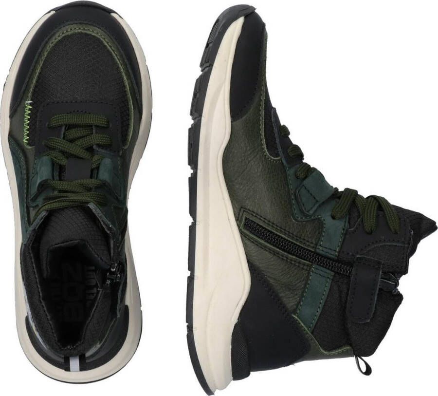 Braqeez 421982-568 Hoge Sneakers Groen Leer Veters