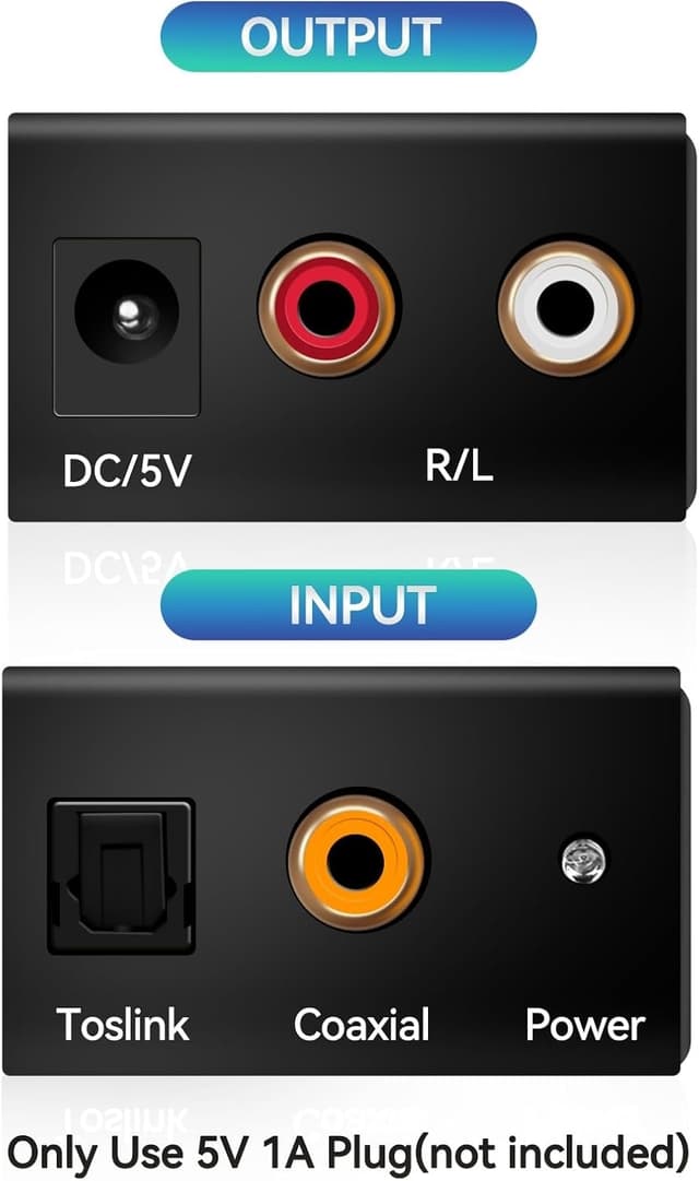 NÖRDIC digital til analog audio konverter, Toslink og Coaxial til RCA L / R audio, Metal