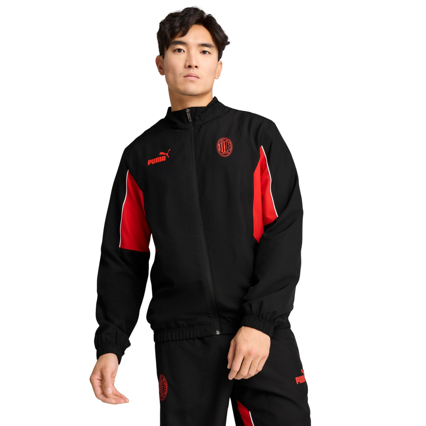 PUMA AC Milan FtblArchive Trainingsjack 2024-2025 Zwart Rood
