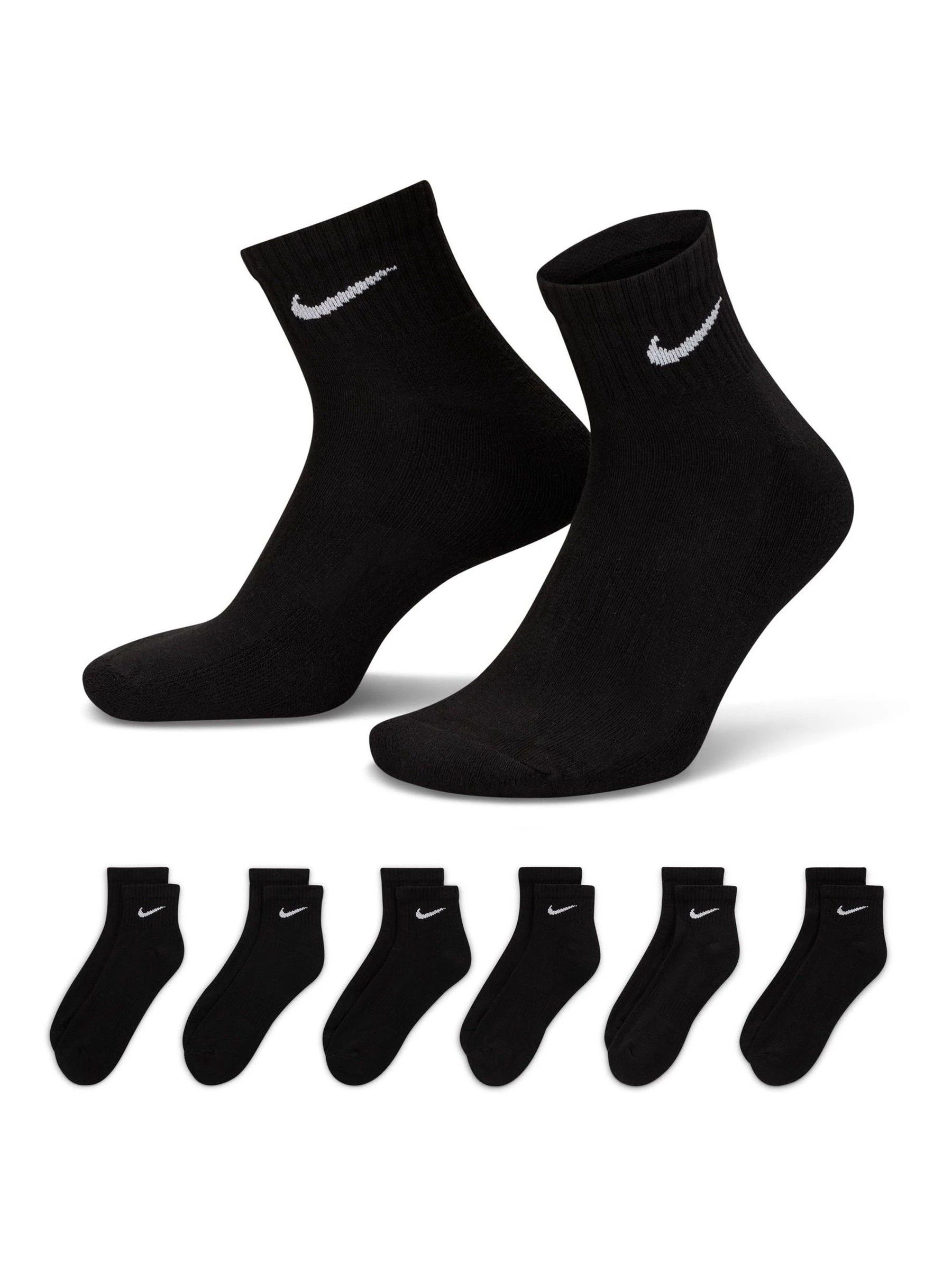 Zwart - Enkel - Nike - 6 Paar verzachte sokken voor alle dagen