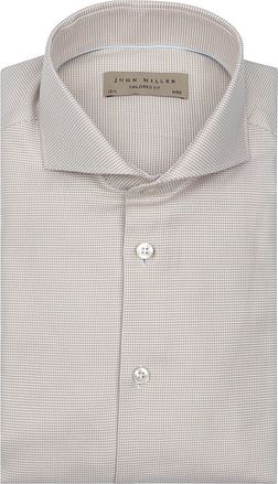 John Miller Overhemd Small Check Beige 5141966-620000 kopen