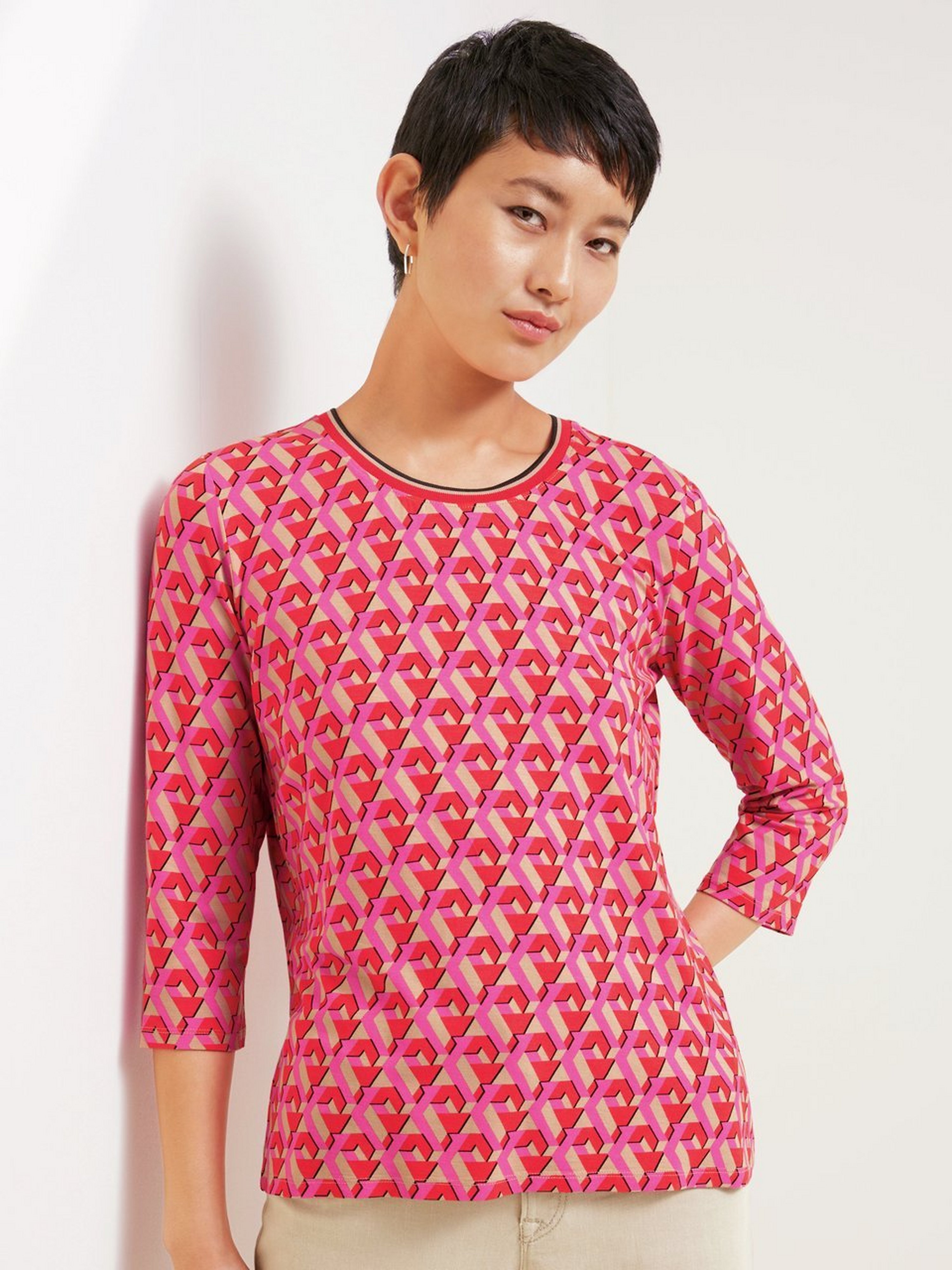 Rundhals-Shirt mit 3/4-Arm