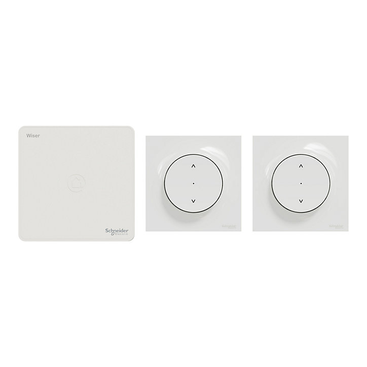 Kit volet roulant avec 2 interrupteurs va-et-vient + passerelle wifi + 2 plaques de finition simples Schneider Electric Odace Wiser blanc