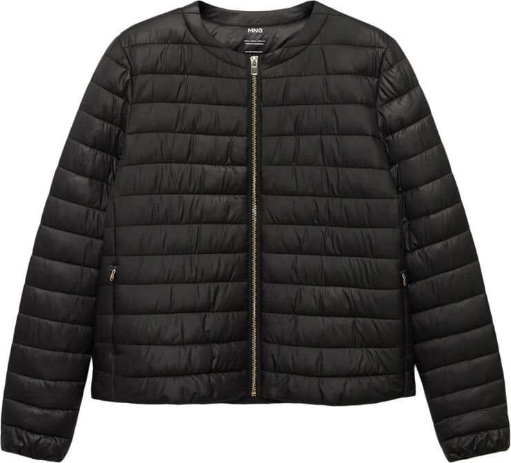 MANGO Pocket quilted jacket Black