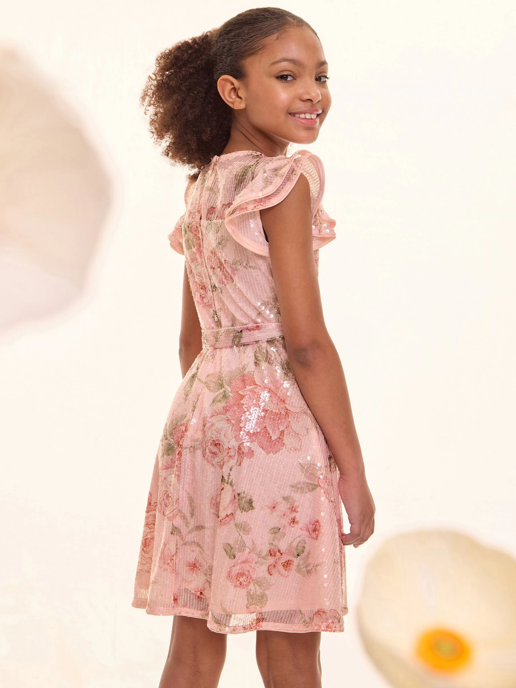 Lipsy feestjurk met bloemenprint en lovertjes (5-16jr)