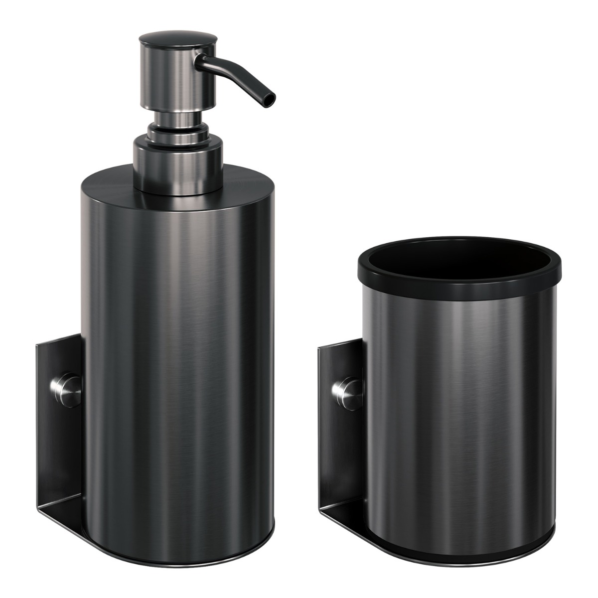 Brauer Gunmetal Edition zeepdispenser en beker geborsteld gunmetal