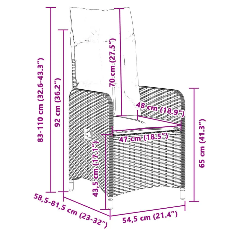 vidaXL - Tuinstoelen met kussens - Grijs - Poly Rattan - 2 stuks