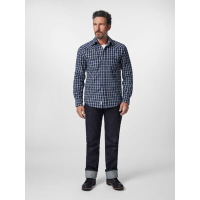Herren-Flanellhemd kariert, Blau-Weiß