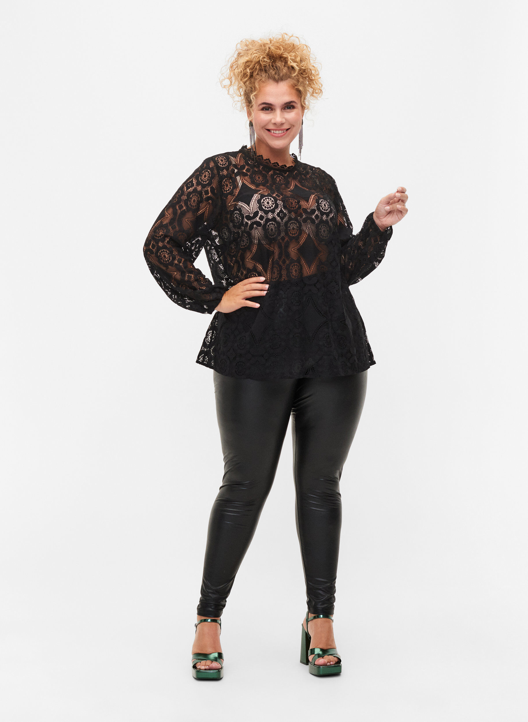 Coated leggings med børstet inderside