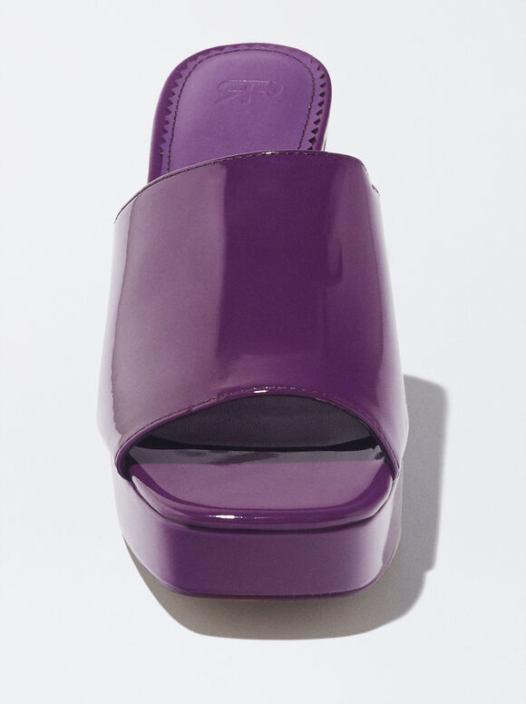 Tamanco de verniz com salto - Violeta