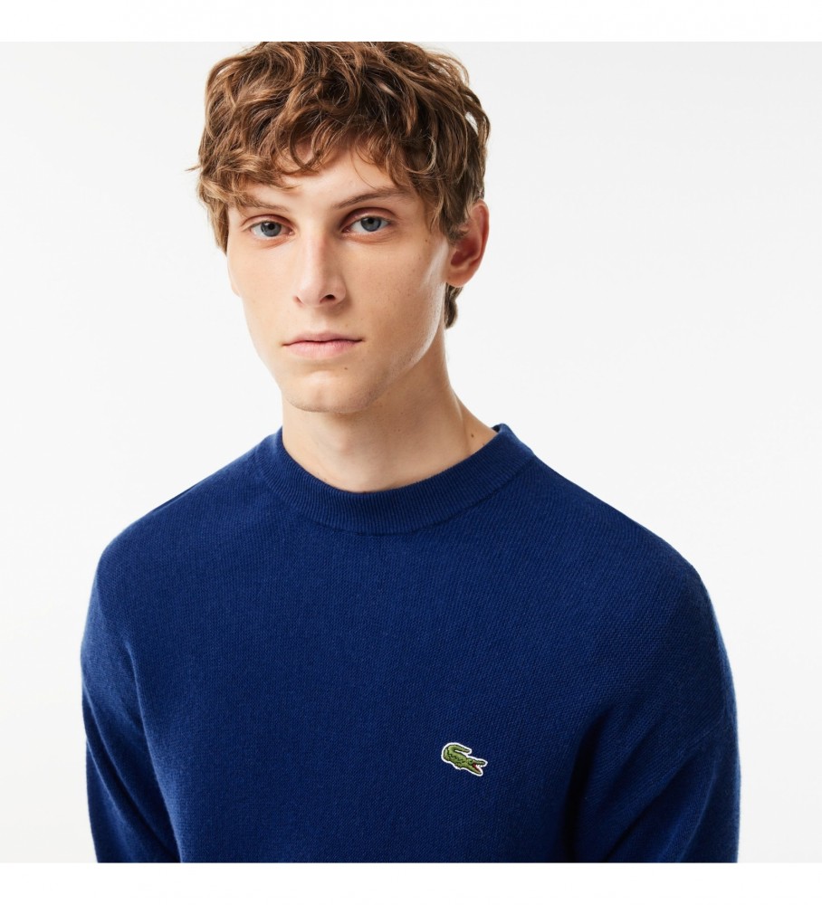 Camisa Lacoste de corte relaxado em lã azul marinho.