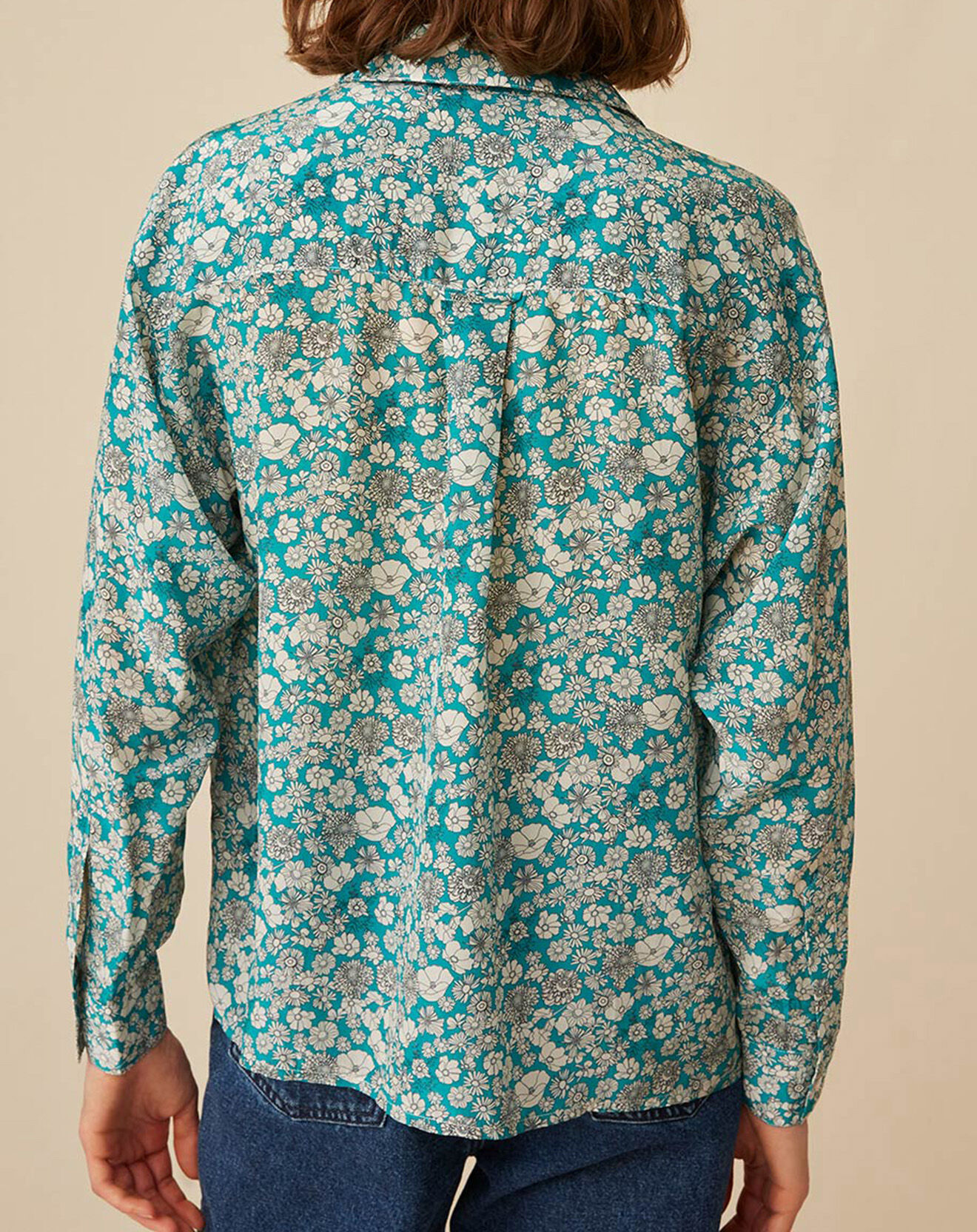 Harris Wilson Chemise en Soie mélangée Evilio imprimée marguerite turquoise