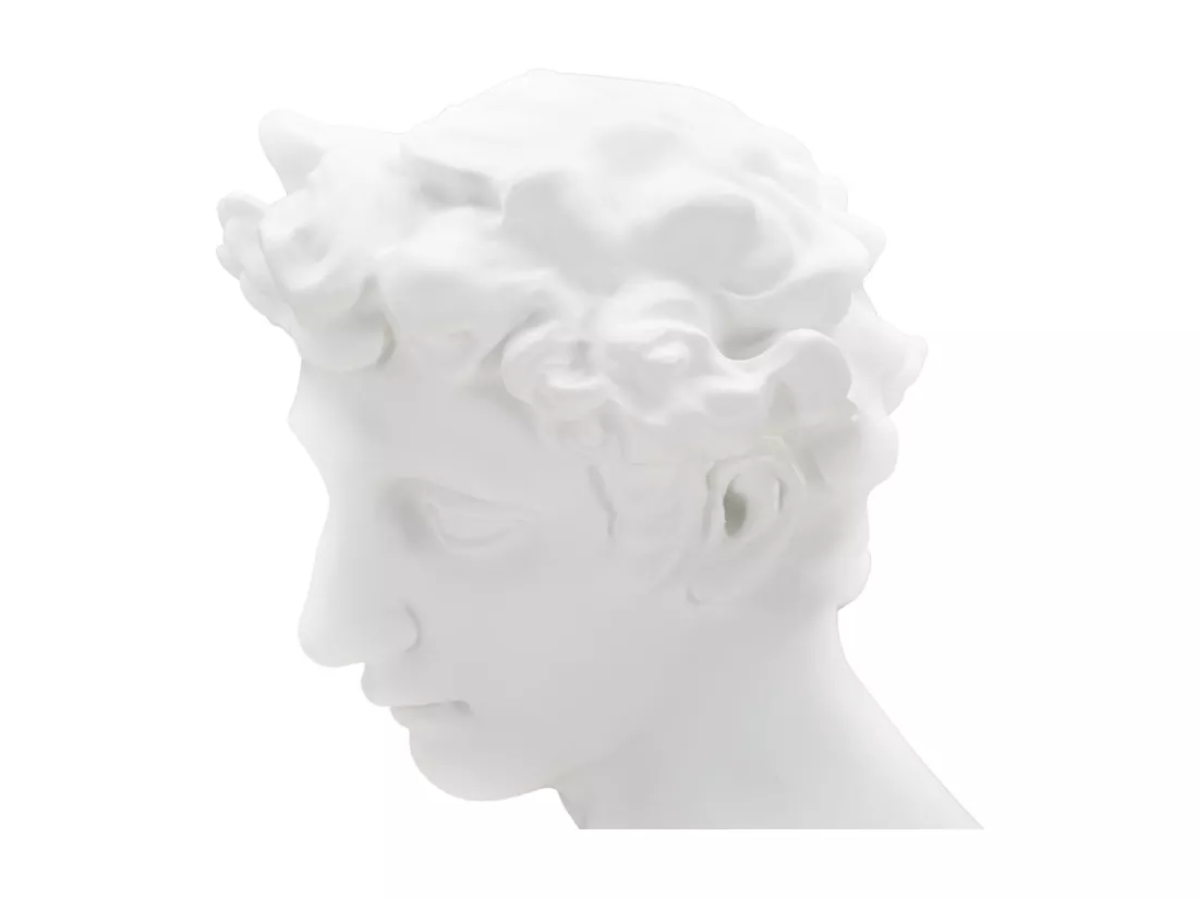 Sculpture en résine blanche, tête masculine, design classique inspiré de la Renaissance florentine, 20x17,5x30 cm