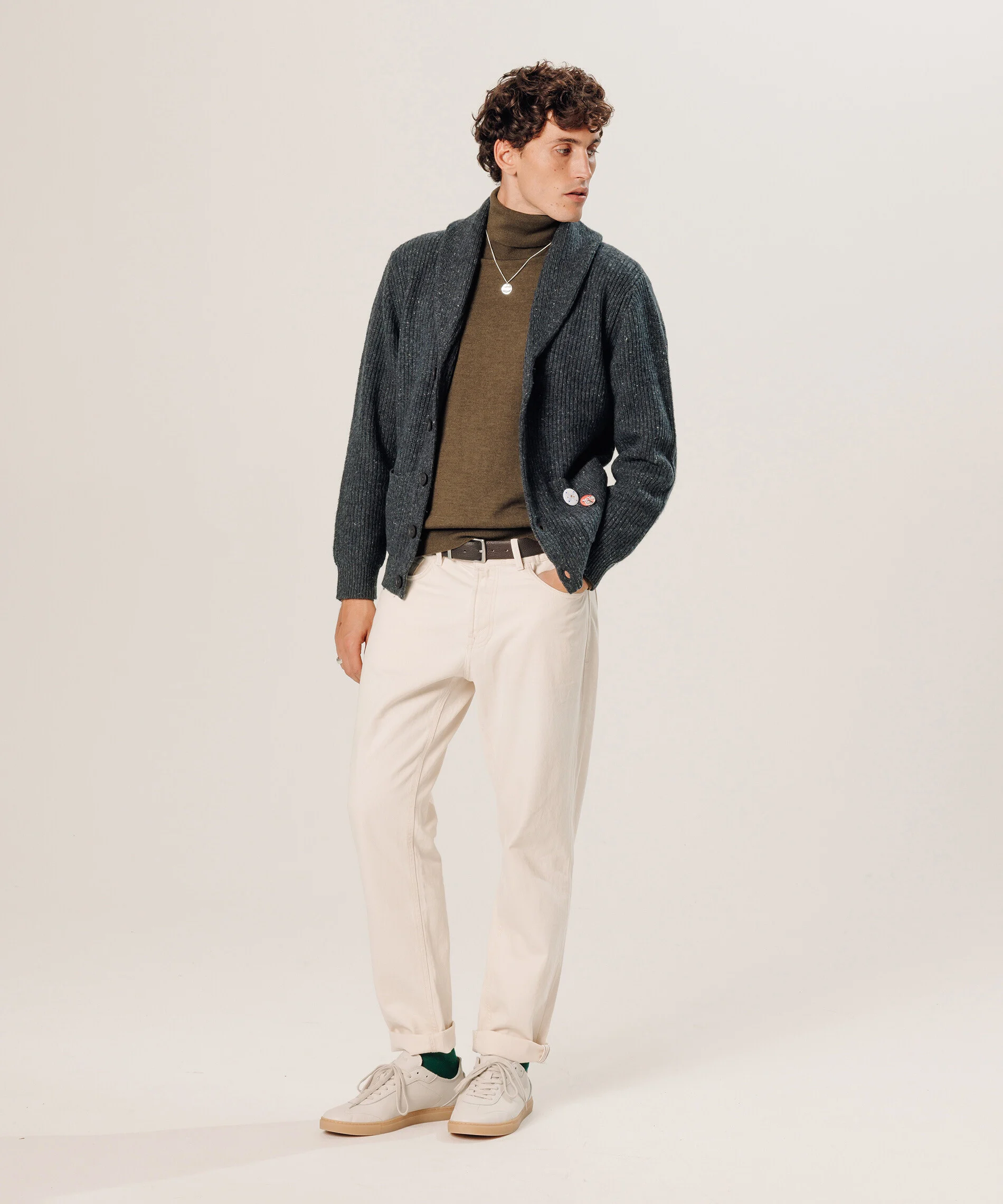 Pull col roulé en laine mérinos | Marron