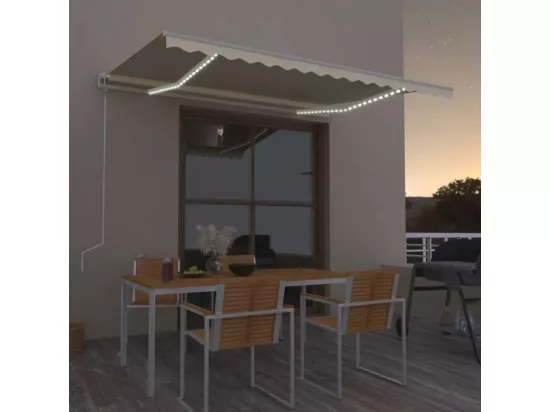 Auvent automatique avec capteur de vent et LED 400x300 cm Crème
