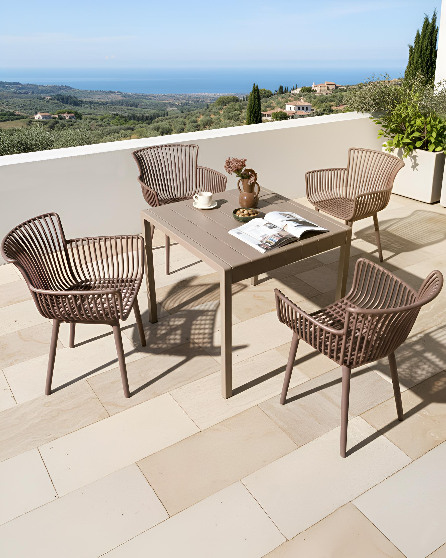 Set van 4 tuinstoelen PESARO Bruin
