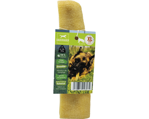 Hondensnack, langdurige kauwsnack, XL kauwsnack op melkbasis, 1 stuk ca. 130 g, gebitsverzorging, stressverlichting voor honden van 35 - 45 kg, kauwspeeltje, kaaskauwbot