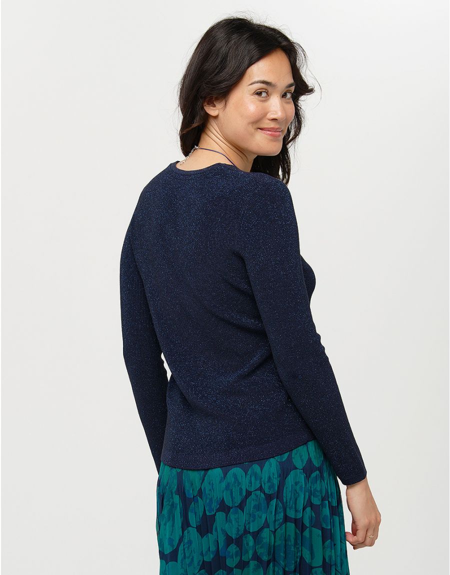 Pull irisé bleu marine