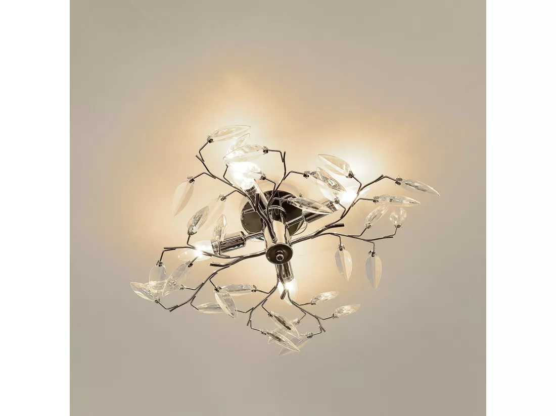 Plafonnier cristal suspension luminaire design LED diamètre 47,5 cm métal chrome argent 03_0005930