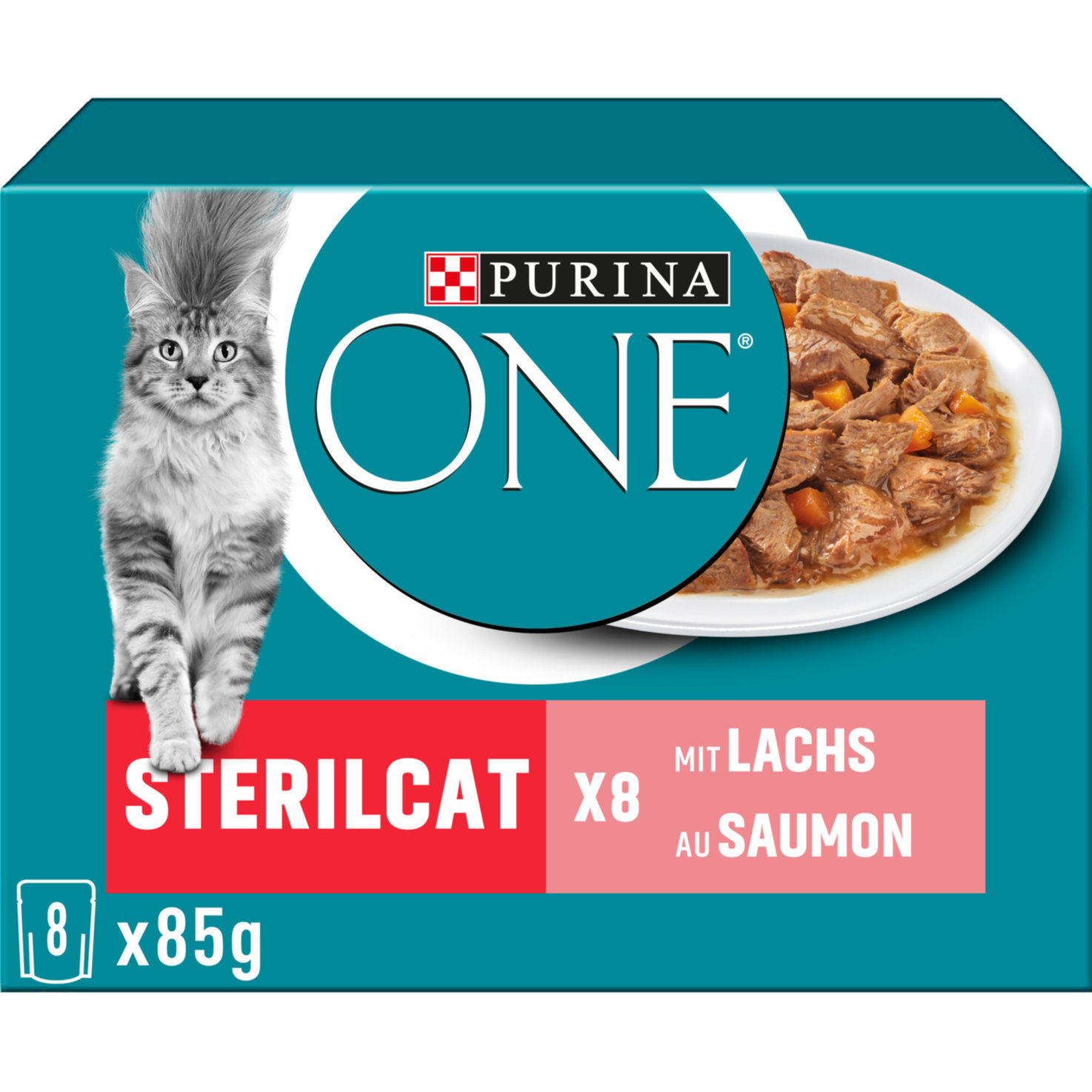 Purina ONE Sterilcat Katzenfutter in Sauce Lachs 8x85g
