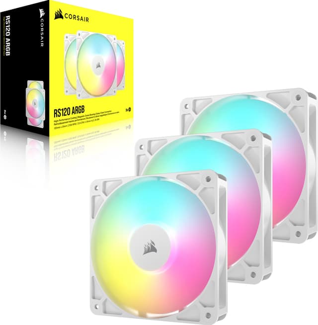 Corsair RS120 ARGB 120mm PWM blæser (3-pakke/hvid)