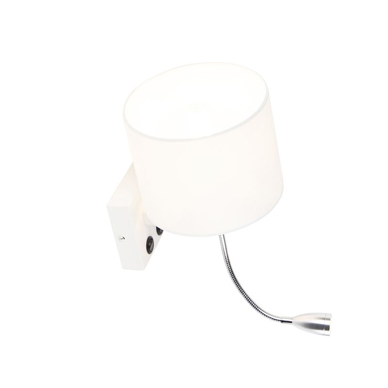 Moderne wandlamp wit met witte kap - Brescia