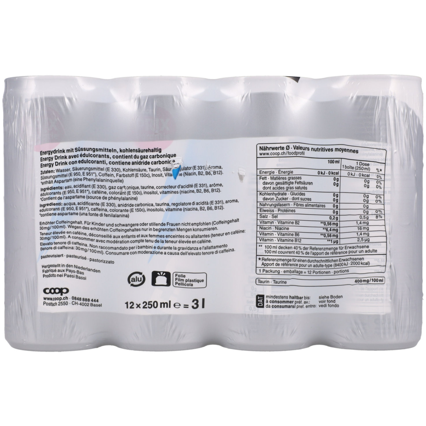 Prix Garantie Energy Drink Sugarfree 12x25cl -300cl